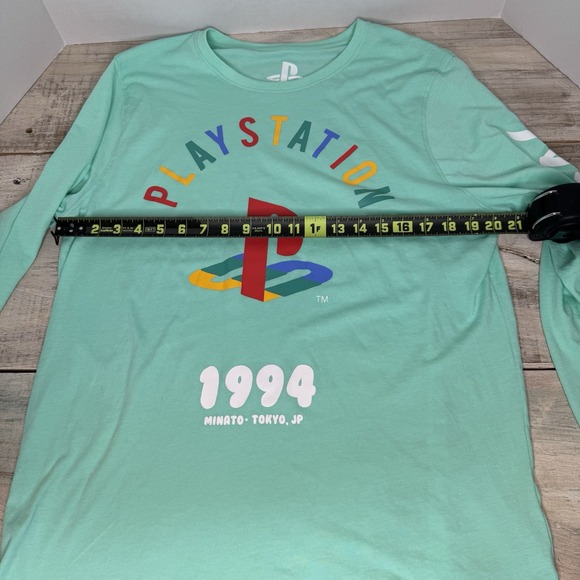 PlayStation Long Sleeve T-Shirt Mint Green 1994 Tokyo Japan Gaming Tee - Picture 6 of 7
